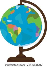 globo, material escolar, materia, ilustración vectorial, bola de mapa