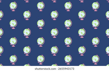 globe seamless pattern on blue background