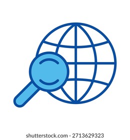 Búsqueda Del Globo En Estilo Azul, Ilustración vectorial