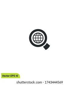 icono globo y búsqueda, símbolo de navegación web ilustración vectorial eps 10