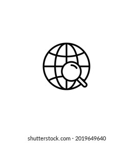 Icono de búsqueda de globo, vector de signo de búsqueda web