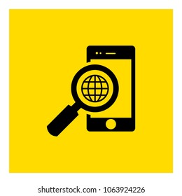 globe search phone icon vector