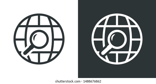 Globe Search Sign Icon Vector