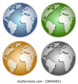 globe set blue, green, orange, grey