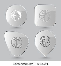 Juego de globos. Botones de vidrio sobre fondo gris. Iconos vectores.