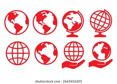 Globe set icon. Earth, hand, globe, gear, orbit, support, representing global network, environment, protection, communication, geography, connection, coverage,