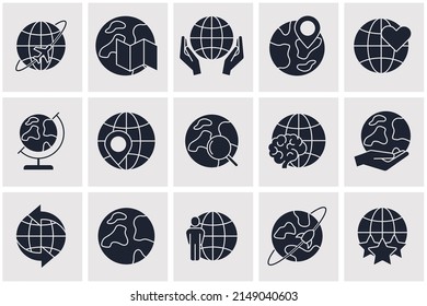 globe set icon symbol template for graphic and web design collection logo vector illustration