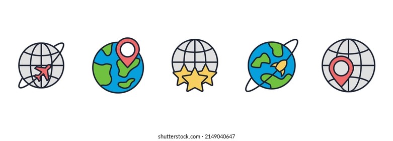 globe set icon symbol template for graphic and web design collection logo vector illustration