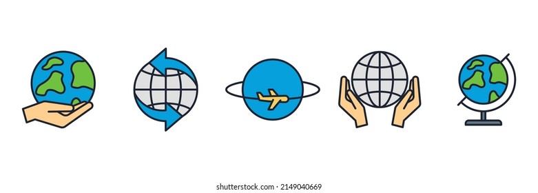 globe set icon symbol template for graphic and web design collection logo vector illustration