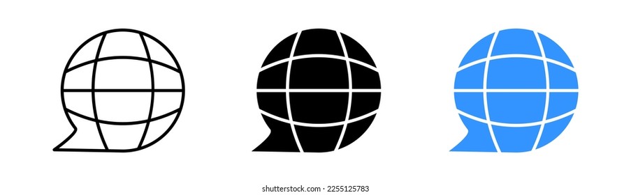 The Globe set icon. World, geography, planet, orbit, axis, earth satellites, earth, sphere, Space. Topography concept. Vector icon in line, black and colorful style on white background