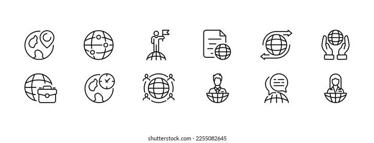 Globe set icon.Neural networks, ecology, geolocation, technology, portfolio, correspondence, navigator, achieve, news, correspondent, Internet. Vector illustration on white background