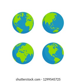 globe set isolated white background, flat style design