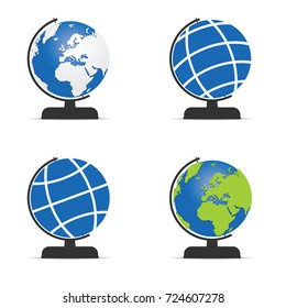 globe set topography art illustration