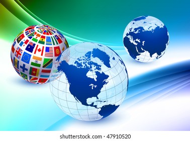 Globe-Sets auf abstraktem Farbhintergrund - Original-Vektorillustration-Illustration