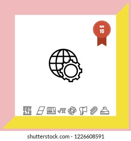 globe setting icon vector