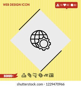 globe setting icon vector