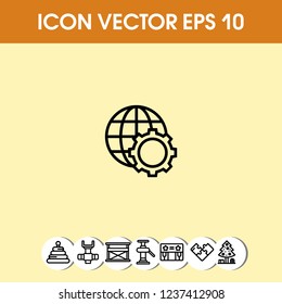 globe setting icon vector