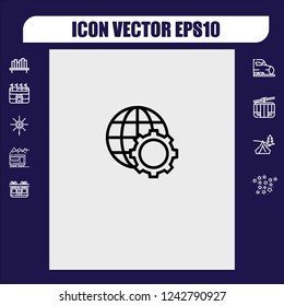 globe setting icon vector