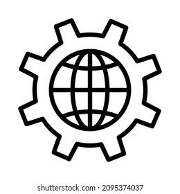Globe settings, cog line isolated vector icon can be easily modified and edit

