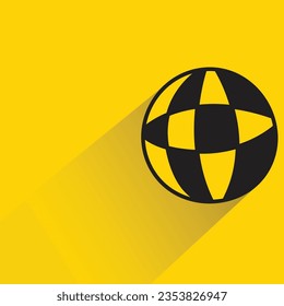 globe with shadow on yellow background