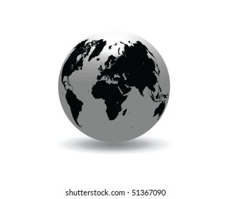 globe with shadow-vector