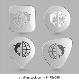 Globe and shamoo. Glass buttons. Vector illustration.