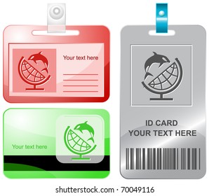 Globe and shamoo. Vector id cards.