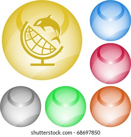 Globe and shamoo. Vector interface element.