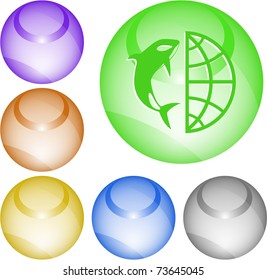 Globe und Shamoo. Vectorschnittstellenelement.