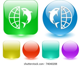 Globe and shamoo. Vector interface element.