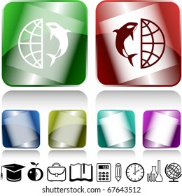 Globe and shamoo. Vector internet buttons.
