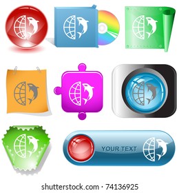 Globe y chamú. Botones de Internet vectores.