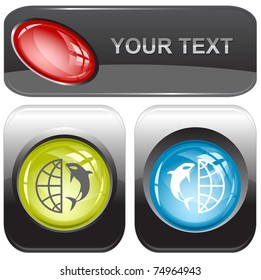 Globe and shamoo. Vector internet buttons.