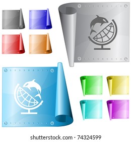 Globe and shamoo. Vector metal surface.