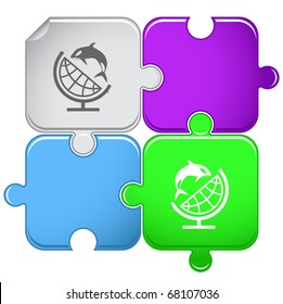 Globe and shamoo. Vector puzzle.
