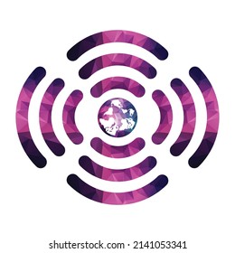 Globe shape and wife sign. World signal vector logo template.