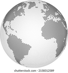 Globe shape, World map created from dots. Vector illustration