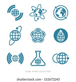 Globe Shapes Collection. Vector icon set.