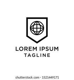 Globe Shield Logo Design Template Vector