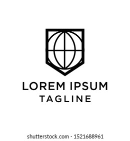 Globe Shield Logo Design Template Vector