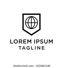Globe Shield Logo Design Template Vector