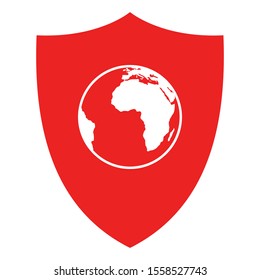 Globe and shield on white