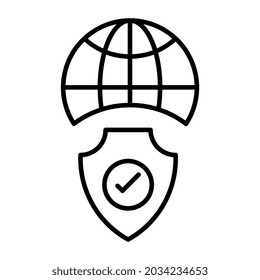 Globe mit Schild, das das Konzept der globalen Sicherheit symbolisiert
