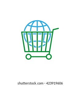Globe Shopping Cart Symbol Vector