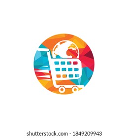 Diseño del logo del vector del carro de la compra de globos. Concepto de diseño del logotipo de Online Shop.