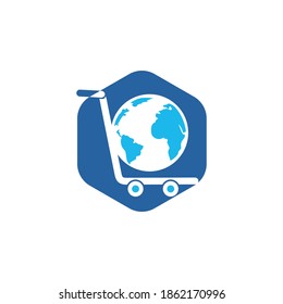 Globe shopping cart vector logo design. Online Shop logo designs concept.	