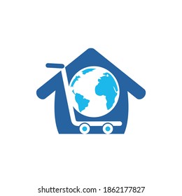 Globe shopping cart vector logo design. Online Shop logo designs concept.	