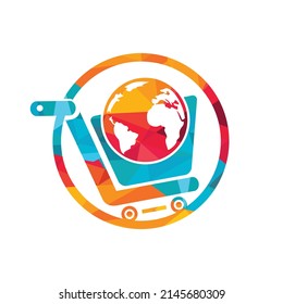 Globe shopping cart vector logo design. Online Shop logo designs concept.	