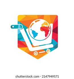 Diseño del logo del vector del carro de la compra de globos. Concepto de diseño del logotipo de Online Shop.	