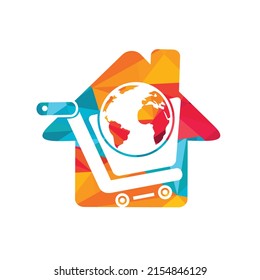 Diseño del logo del vector del carro de la compra de globos. Concepto de diseño del logotipo de Online Shop.	